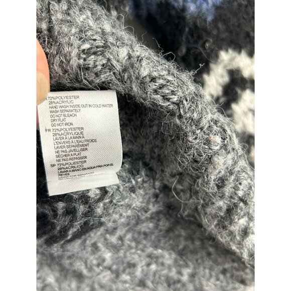 Evereve Womens Size Medium Fair Isle Knit Sweater Blue/Gray Long Sleeve - Picture 10 of 11